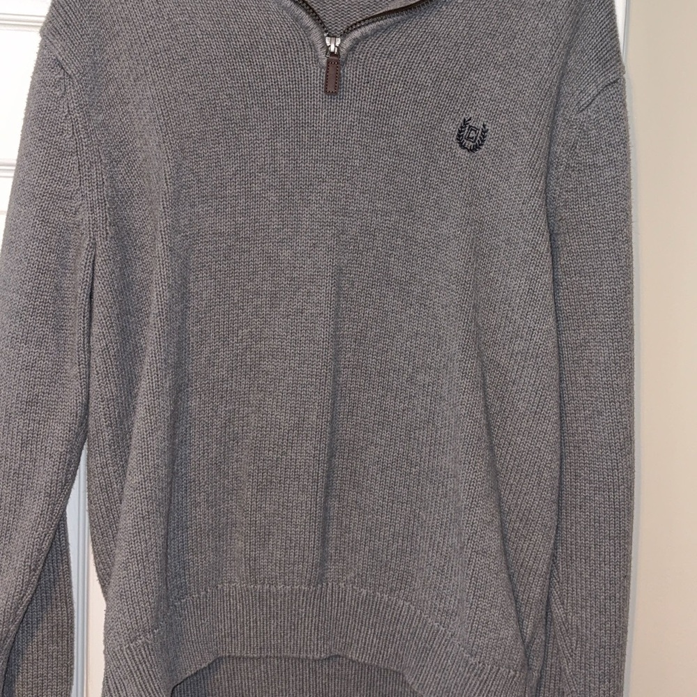 Chaps Men's Gray Quarter-Zip Knit Sweater